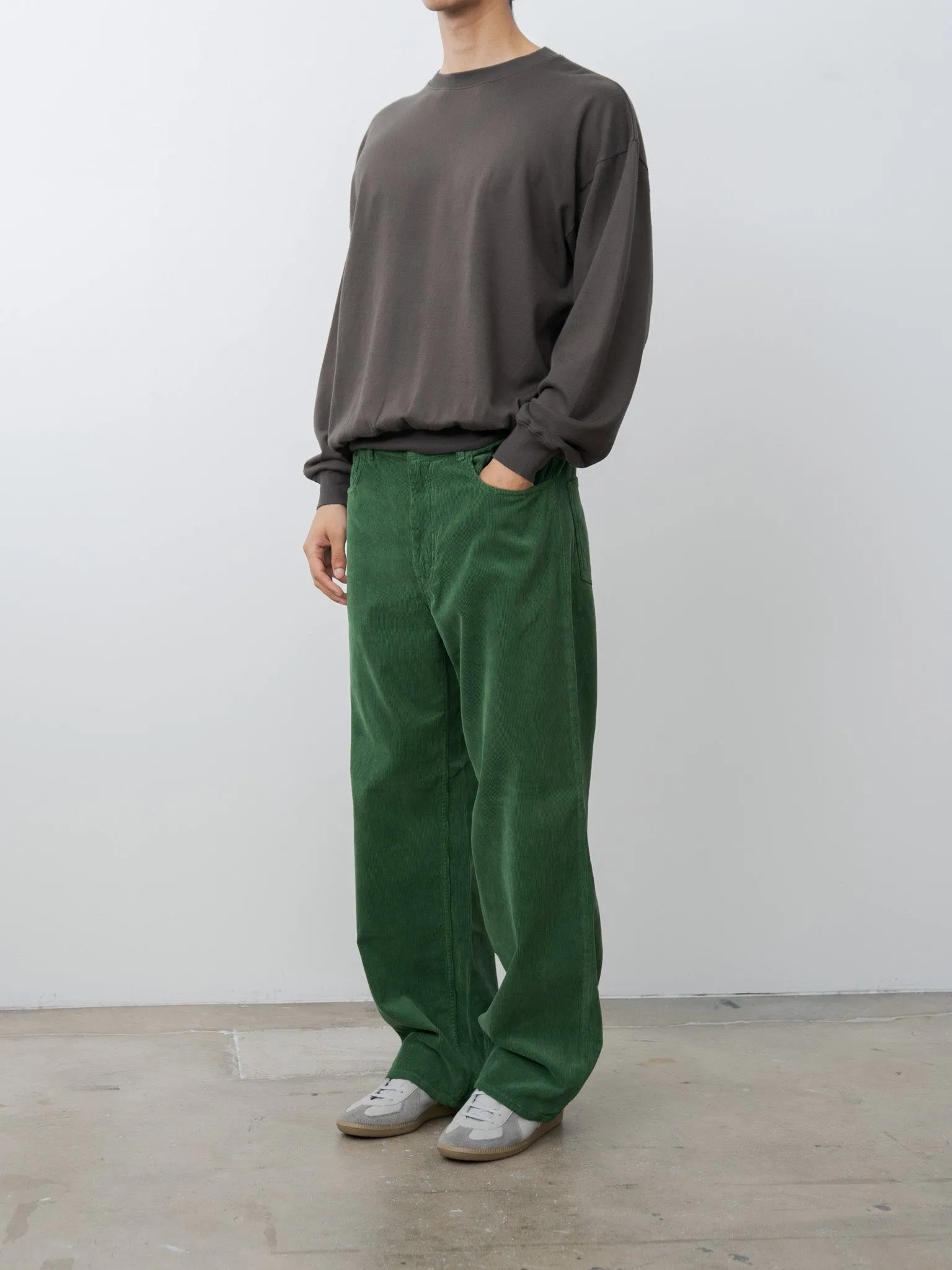 Pigment Dyed Finx Corduroy Wide 5P Pants - Forest Green sold by Namu Shop product image thumbnail 3