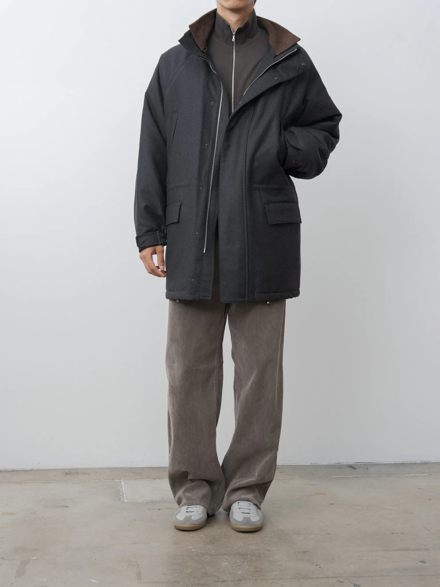 Wool Fulling Flannel Padded Over Blouson - Top Charcoal sold by Namu Shop product image thumbnail 2