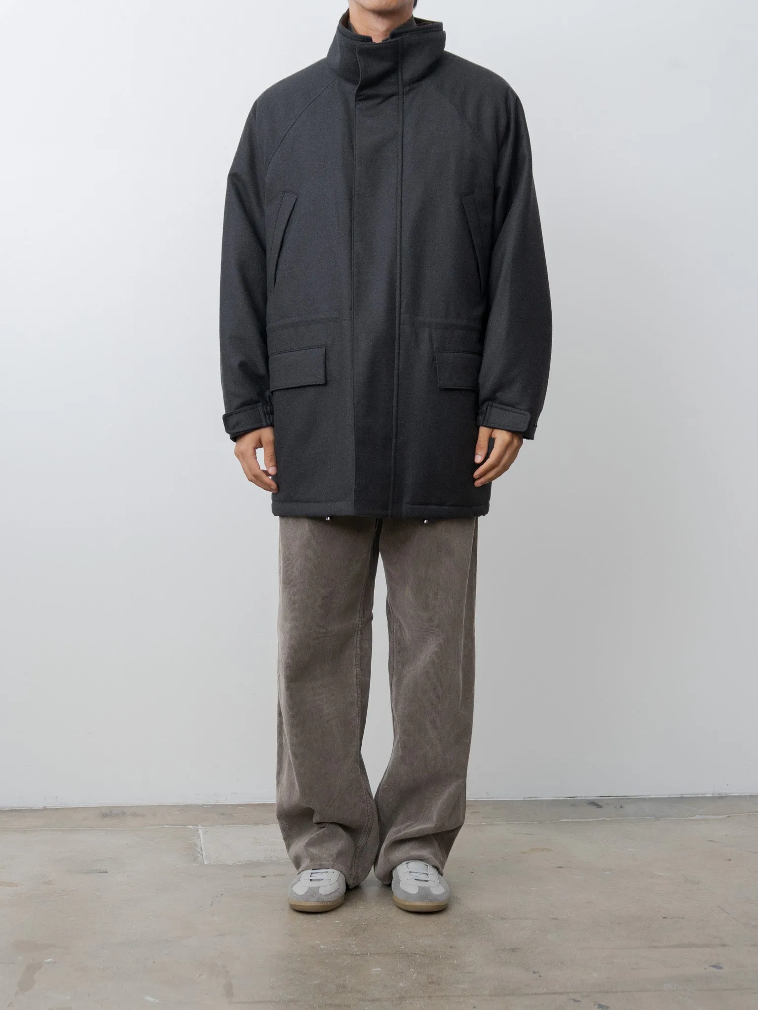 Wool Fulling Flannel Padded Over Blouson - Top Charcoal sold by Namu Shop product image thumbnail 3