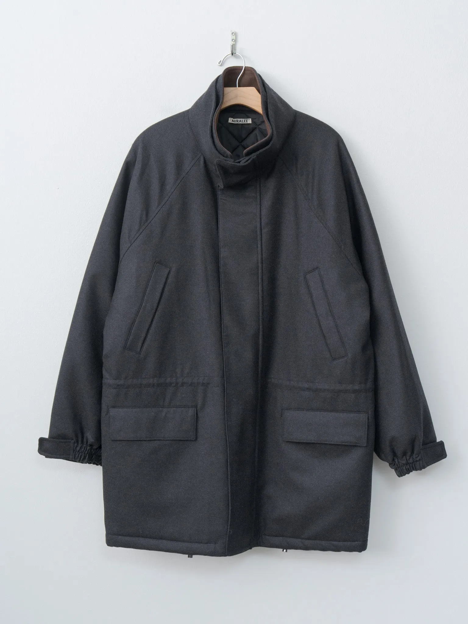Wool Fulling Flannel Padded Over Blouson - Top Charcoal sold by Namu Shop