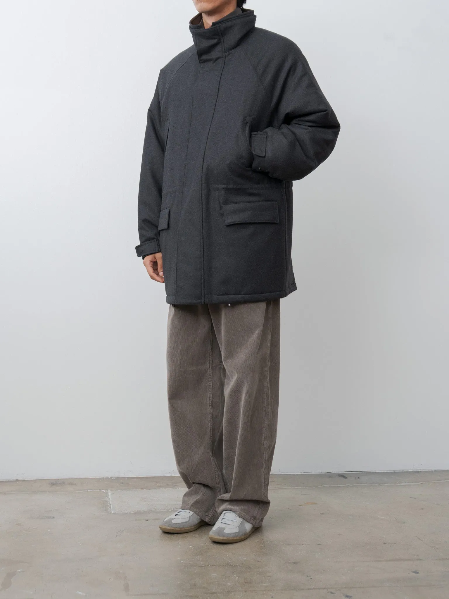Wool Fulling Flannel Padded Over Blouson - Top Charcoal sold by Namu Shop product image thumbnail 4