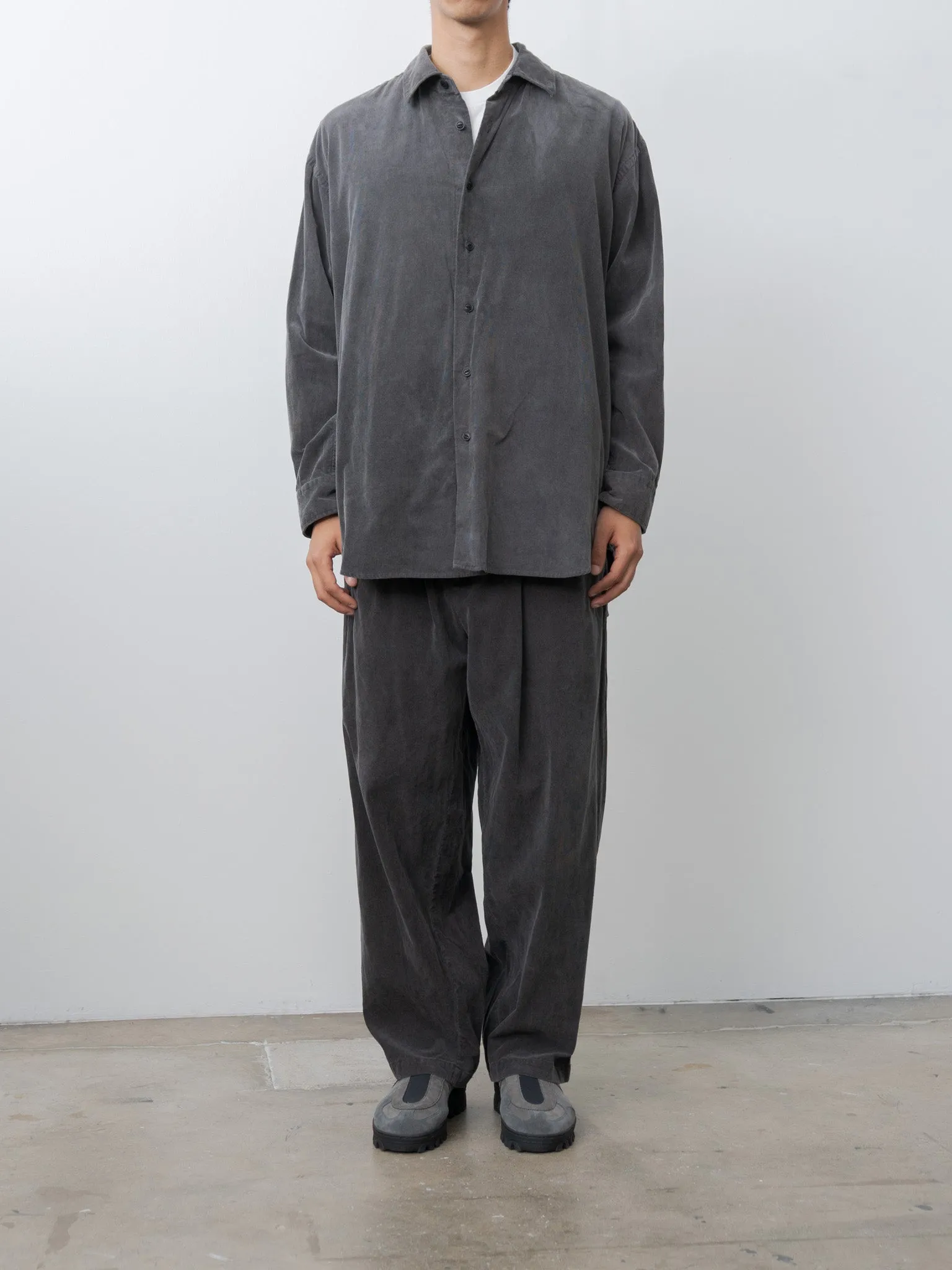 Micro Corduroy Wide Easy Pants - Sumi Ink sold by Namu Shop product image thumbnail 4