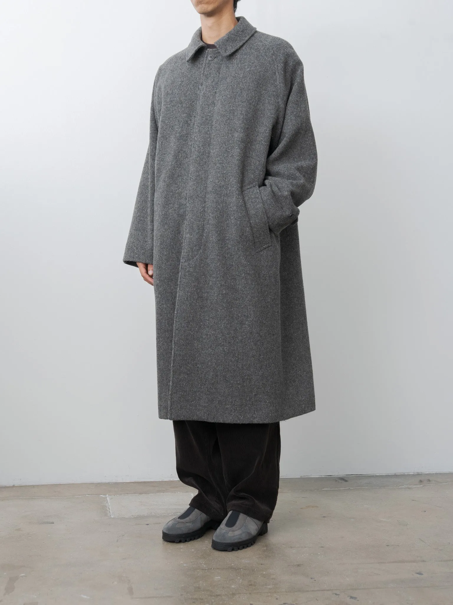 Kemp Melton Wool Bal Collar Coat - Charcoal Gray sold by Namu Shop product image thumbnail 4