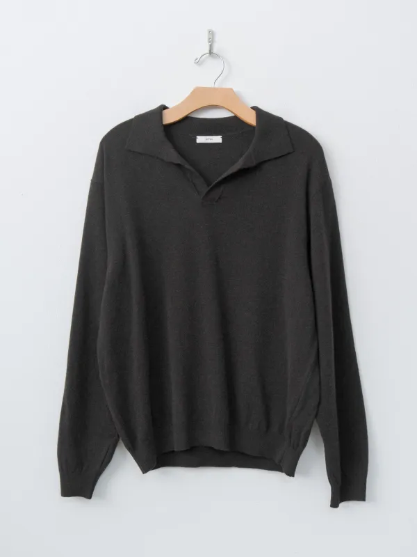 Super Light Wool Skipper Polo Sweater - Brown sold by Namu Shop
