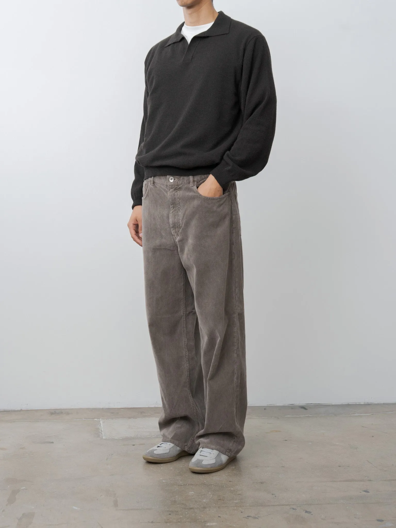 Super Light Wool Skipper Polo Sweater - Brown sold by Namu Shop product image thumbnail 3