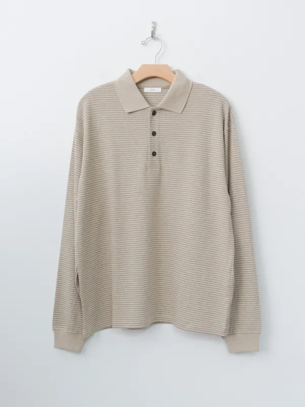 Suvin Double Jersey Long Sleeve Polo Shirt - Beige Stripe sold by Namu Shop