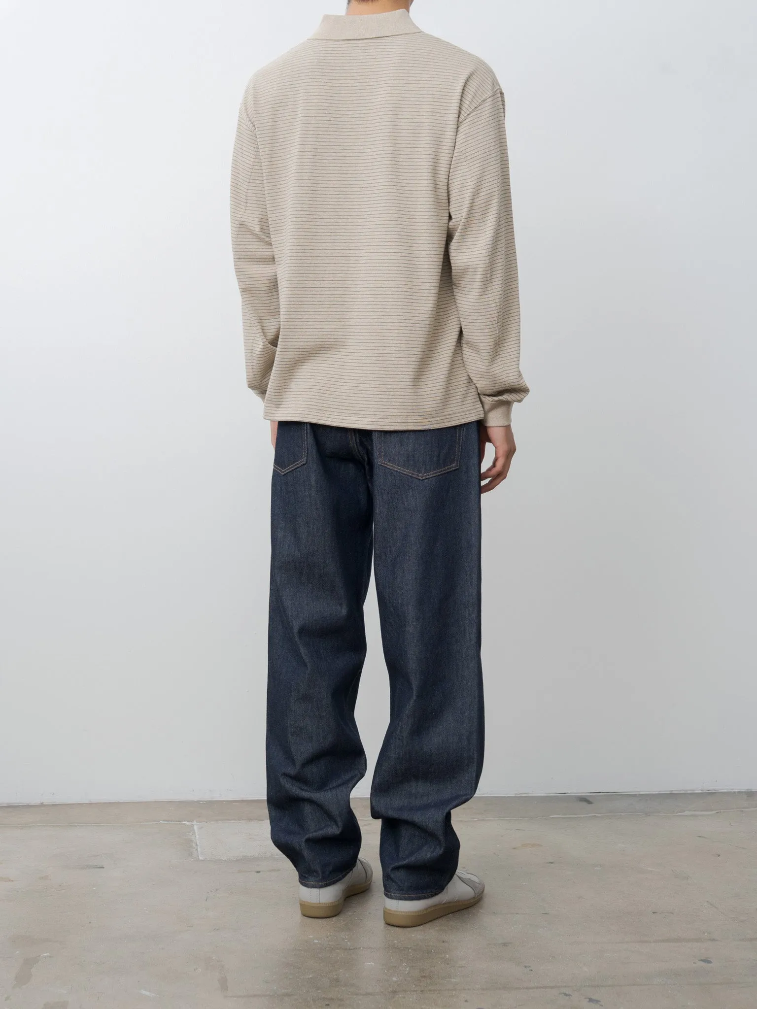 Suvin Double Jersey Long Sleeve Polo Shirt - Beige Stripe sold by Namu Shop product image thumbnail 5