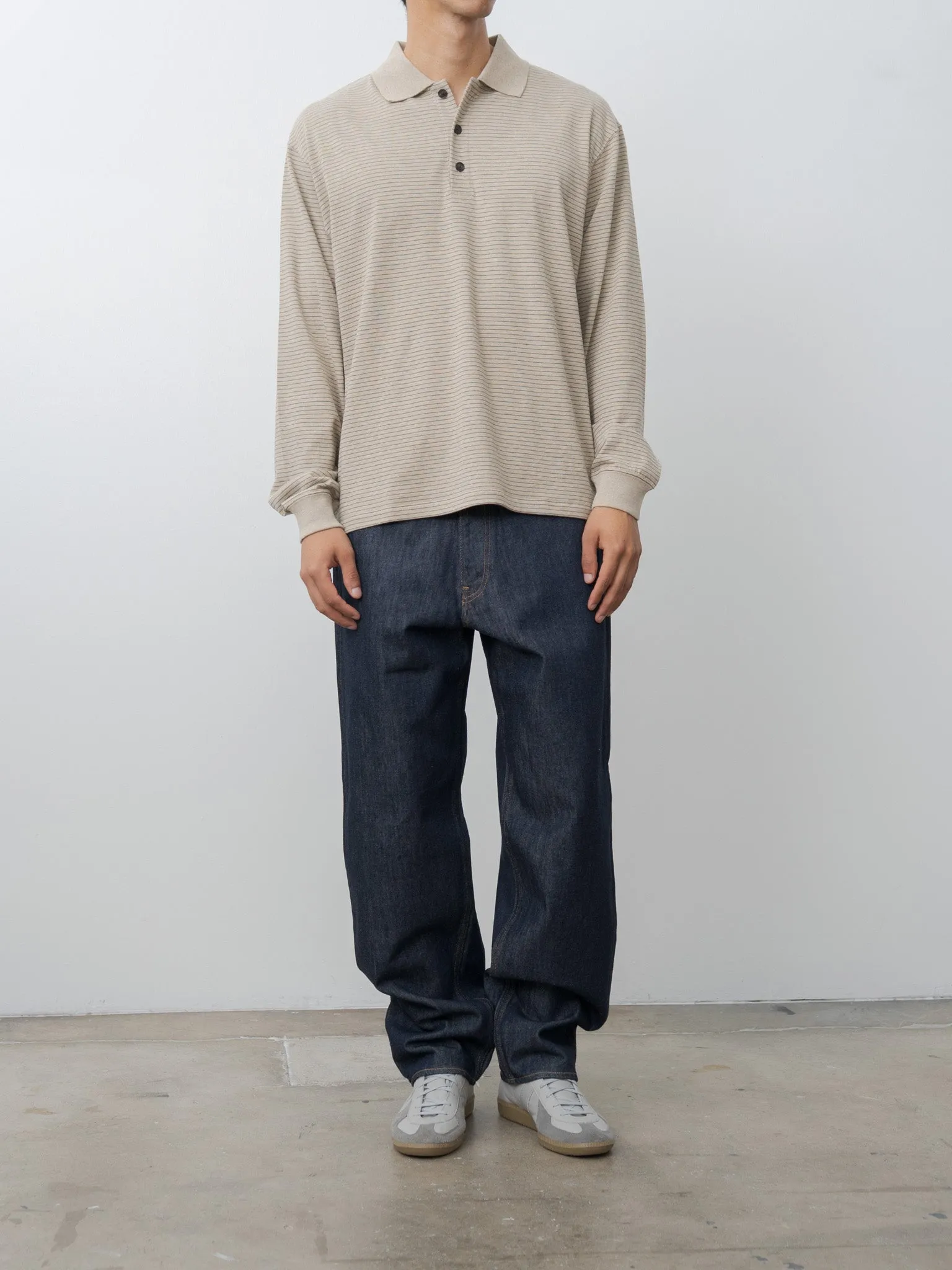 Suvin Double Jersey Long Sleeve Polo Shirt - Beige Stripe sold by Namu Shop product image thumbnail 3