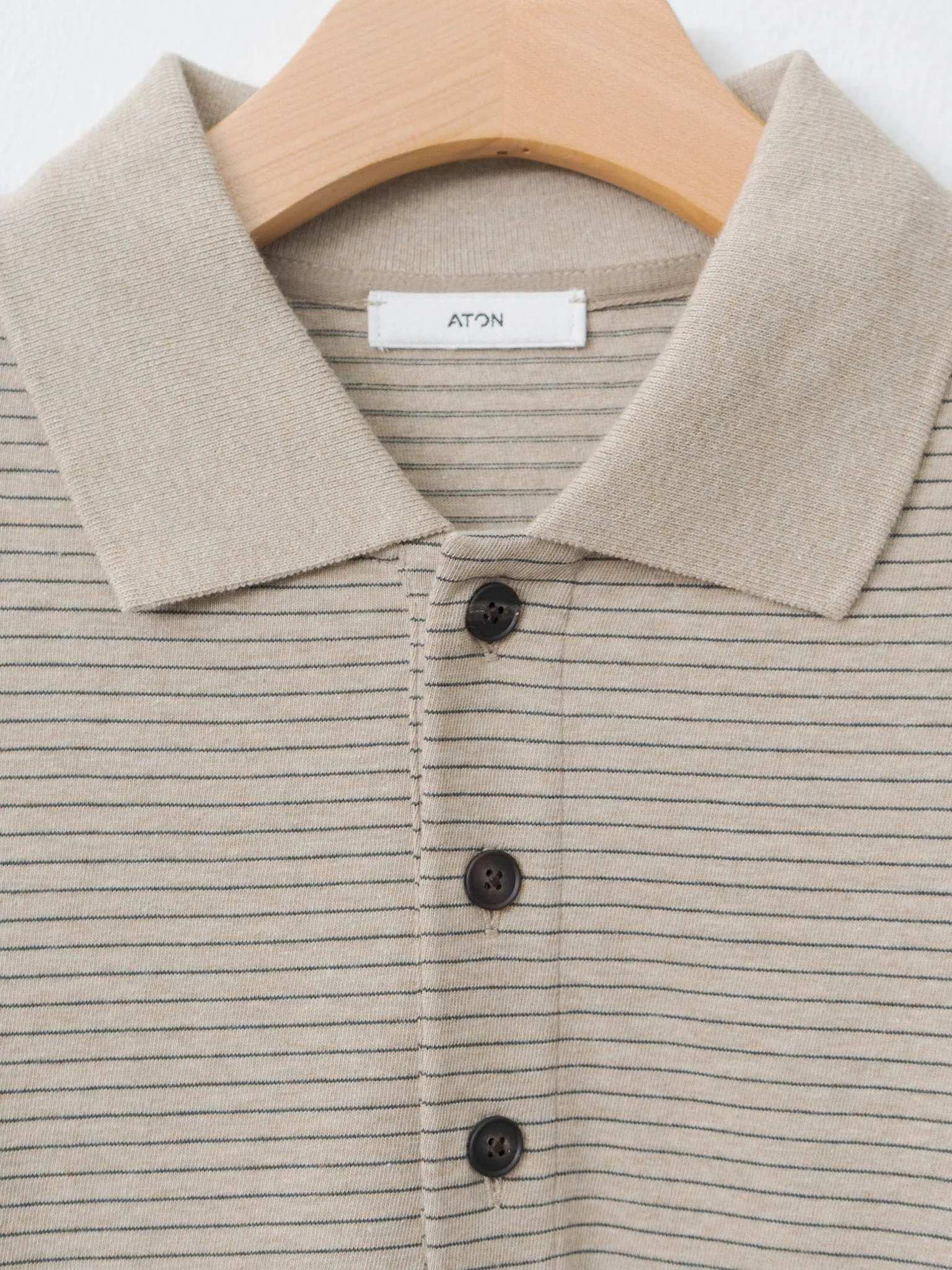 Suvin Double Jersey Long Sleeve Polo Shirt - Beige Stripe sold by Namu Shop product image thumbnail 2