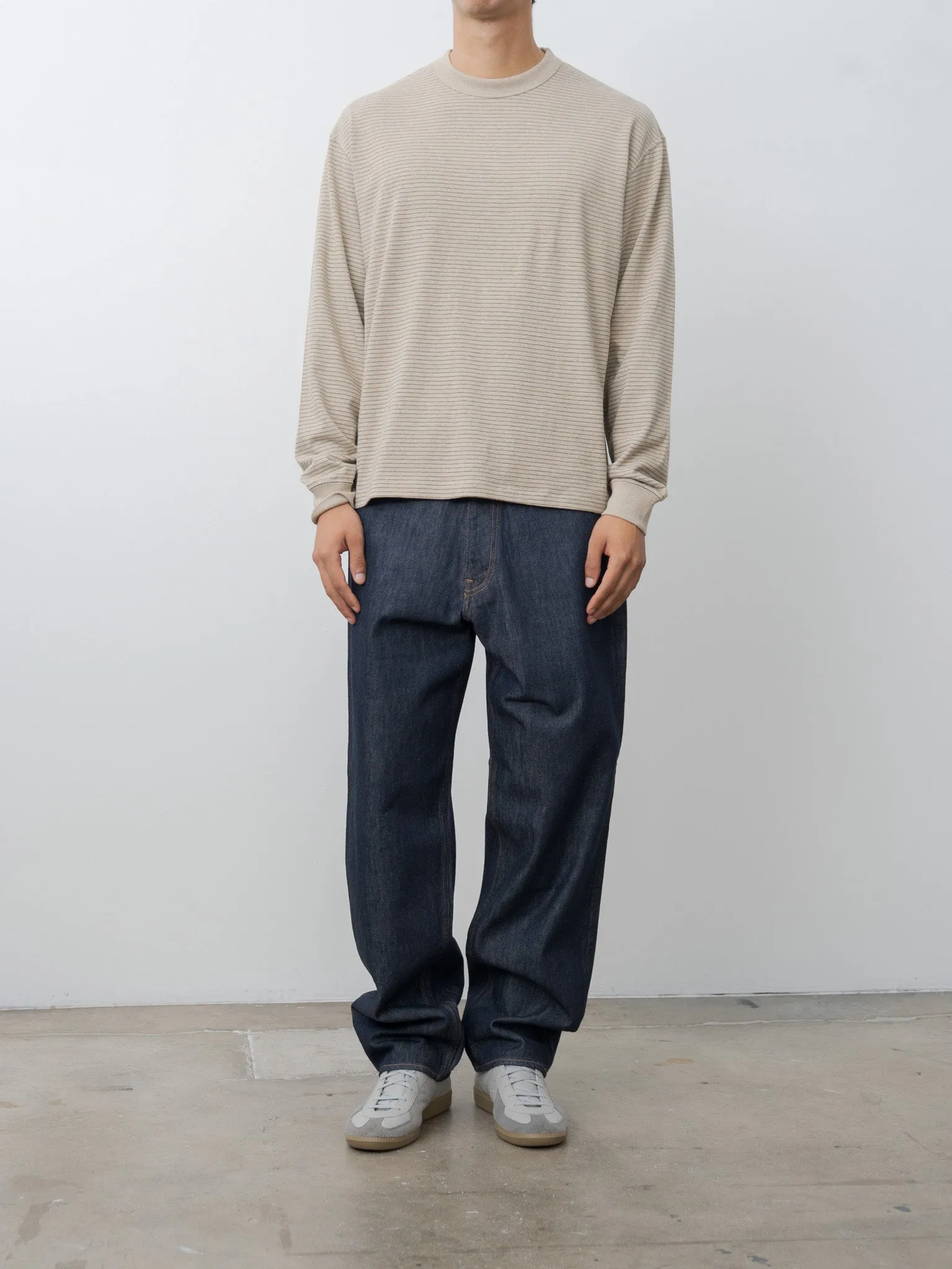 Suvin Double Jersey Crewneck Pullover - Beige Stripe sold by Namu Shop product image thumbnail 2