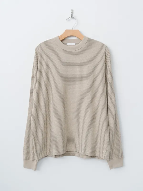Suvin Double Jersey Crewneck Pullover - Beige Stripe sold by Namu Shop