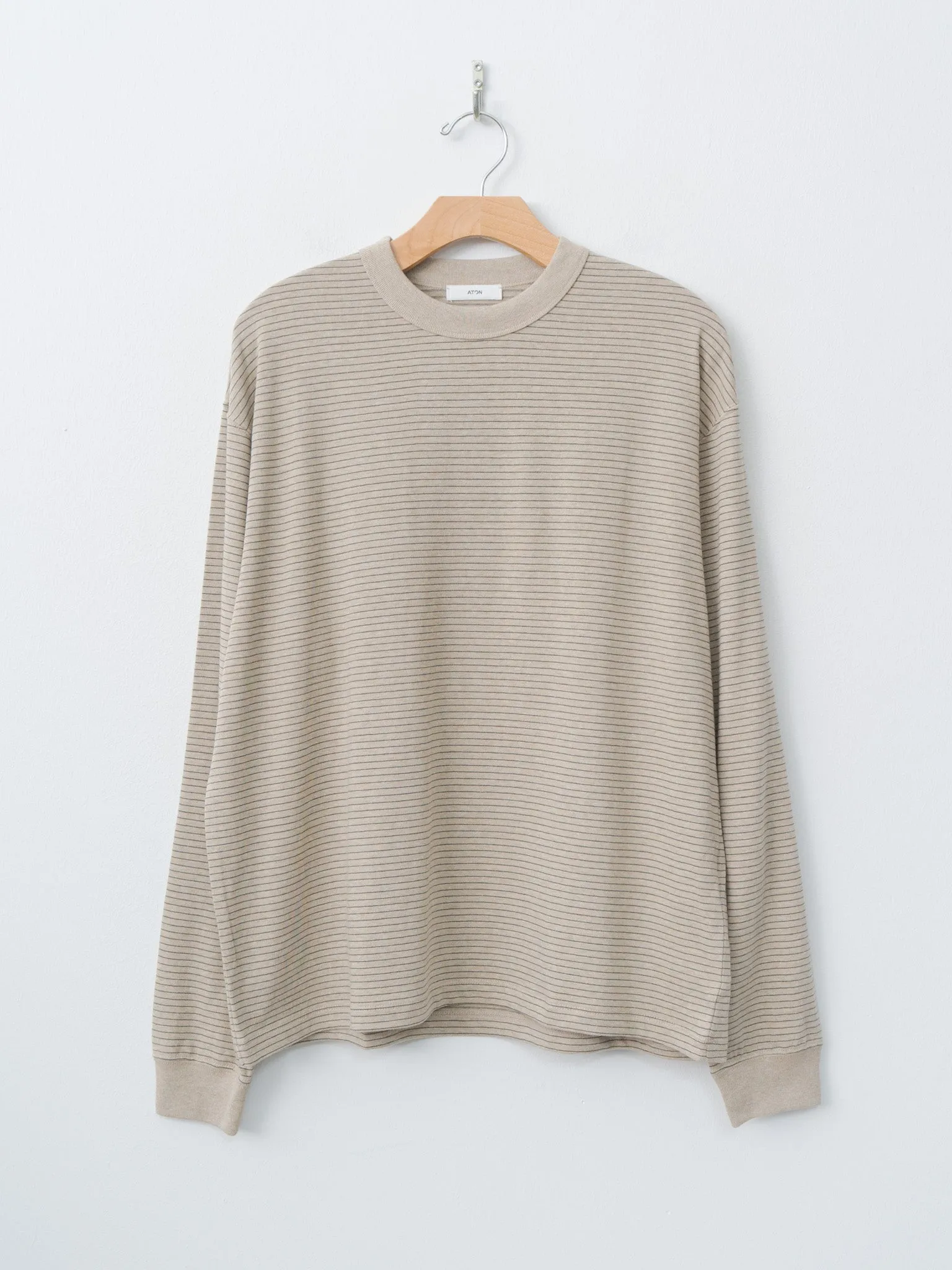 Suvin Double Jersey Crewneck Pullover - Beige Stripe sold by Namu Shop