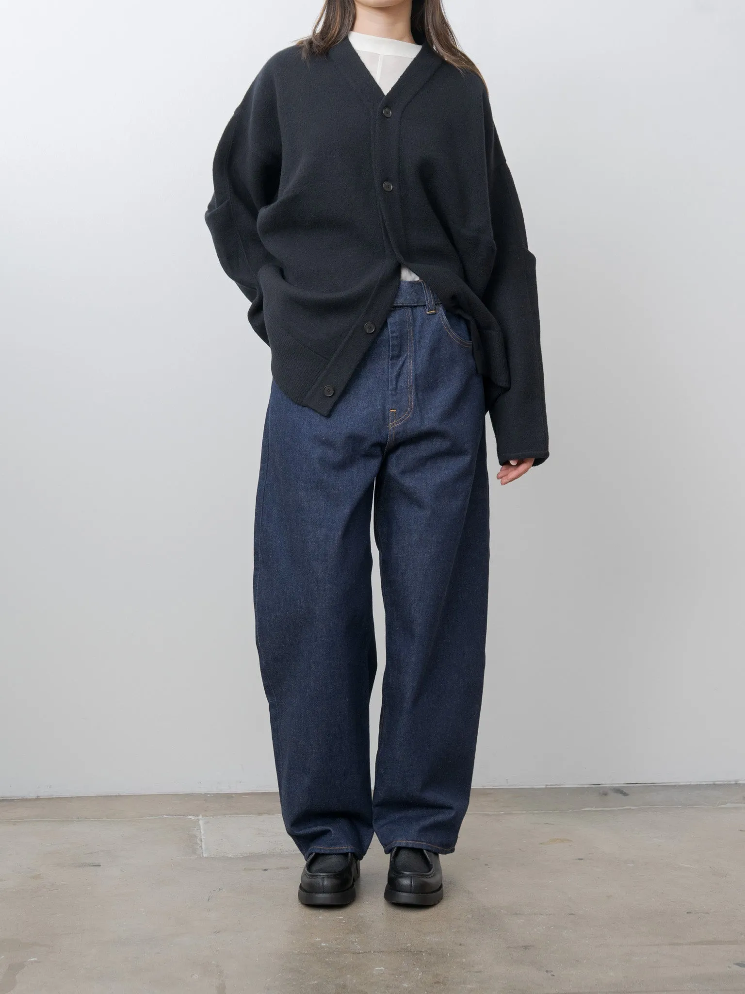 Extra Fine Wool Knit Tucked Cardigan Coatigan - Black sold by Namu Shop product image thumbnail 2