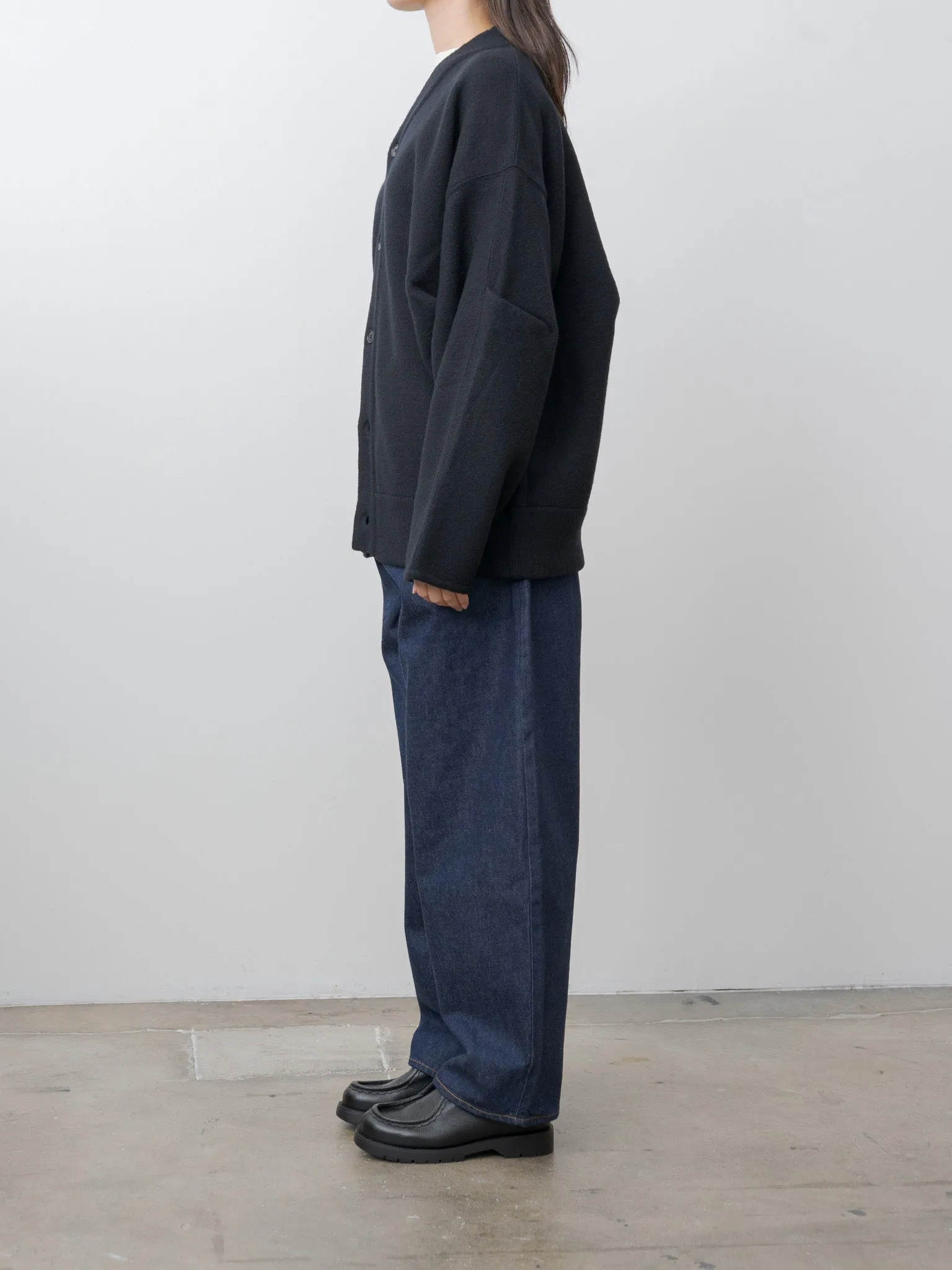 Extra Fine Wool Knit Tucked Cardigan Coatigan - Black sold by Namu Shop product image thumbnail 4