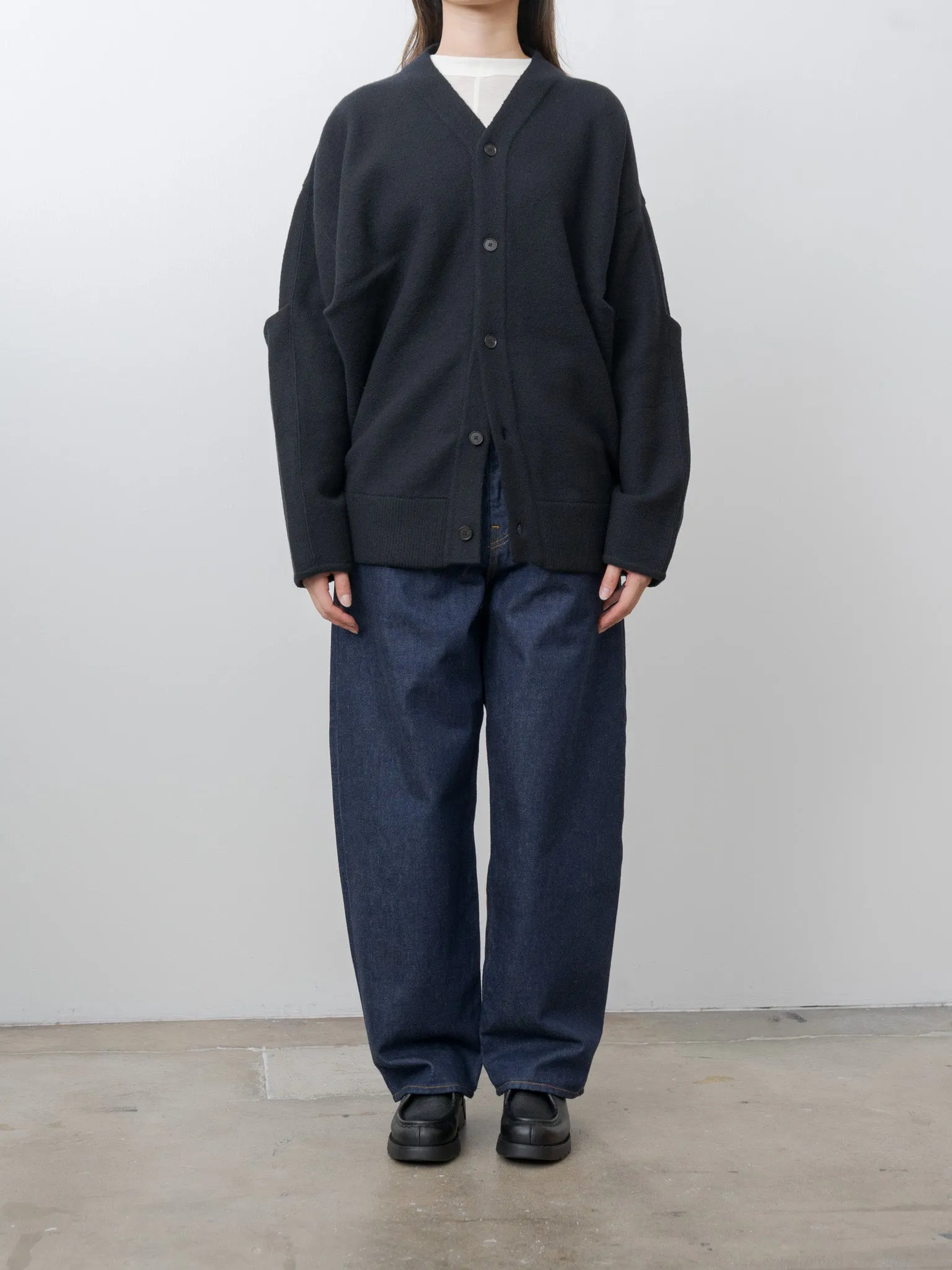 Extra Fine Wool Knit Tucked Cardigan Coatigan - Black sold by Namu Shop product image thumbnail 3