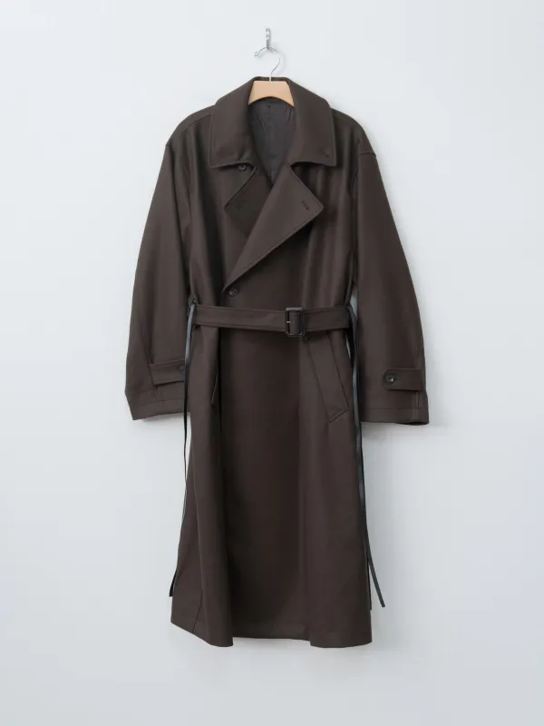 Oversized Double Breasted Coat with Leather Tie - Gray Brown made by ssstein