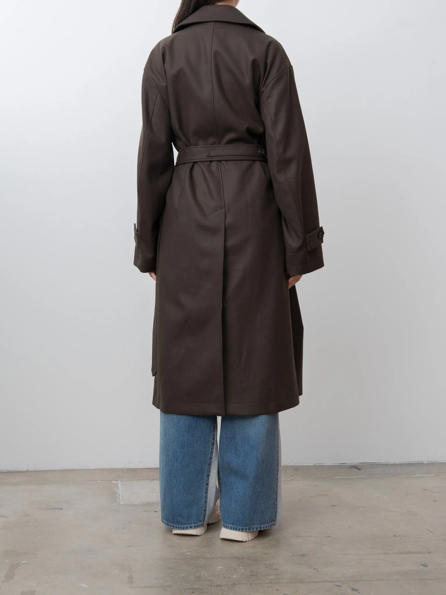 Oversized Double Breasted Coat with Leather Tie - Gray Brown sold by Namu Shop product image thumbnail 5