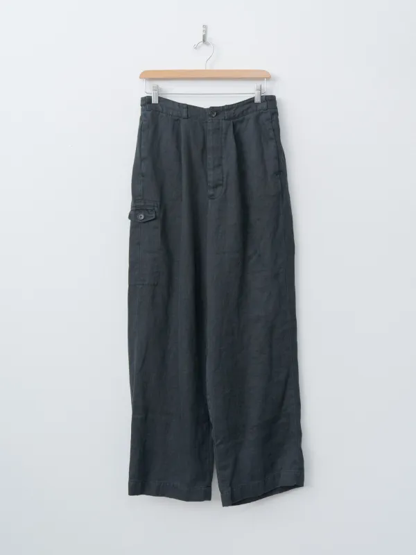 Heavy Linen Herringbone Trousers - Black sold by Namu Shop