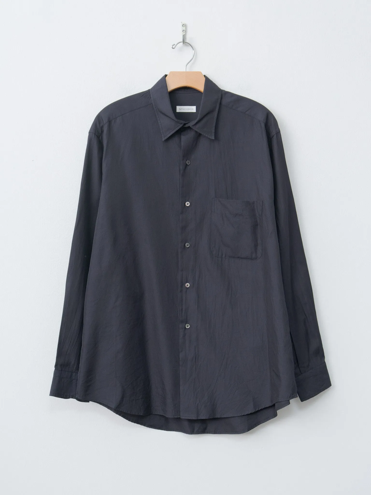 Cotton Silk Regular Collared Shirt - Navy sold by Namu Shop