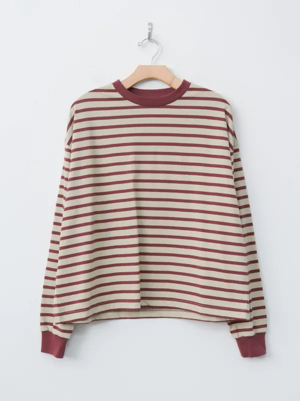 Cotton Border L/S - Beige x Bordeaux sold by Namu Shop