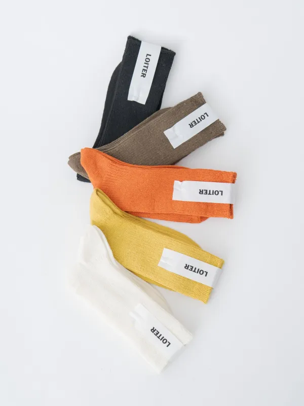 Linen Rib Socks - Black, Mocha, Orange, Yellow, White sold by Namu Shop
