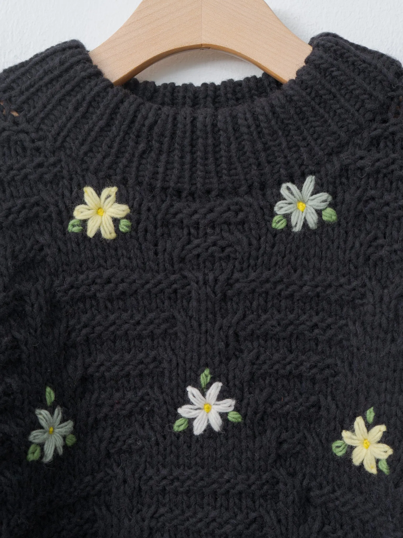 Peru Hand Knit Flower Sweater - Black sold by Namu Shop product image thumbnail 5