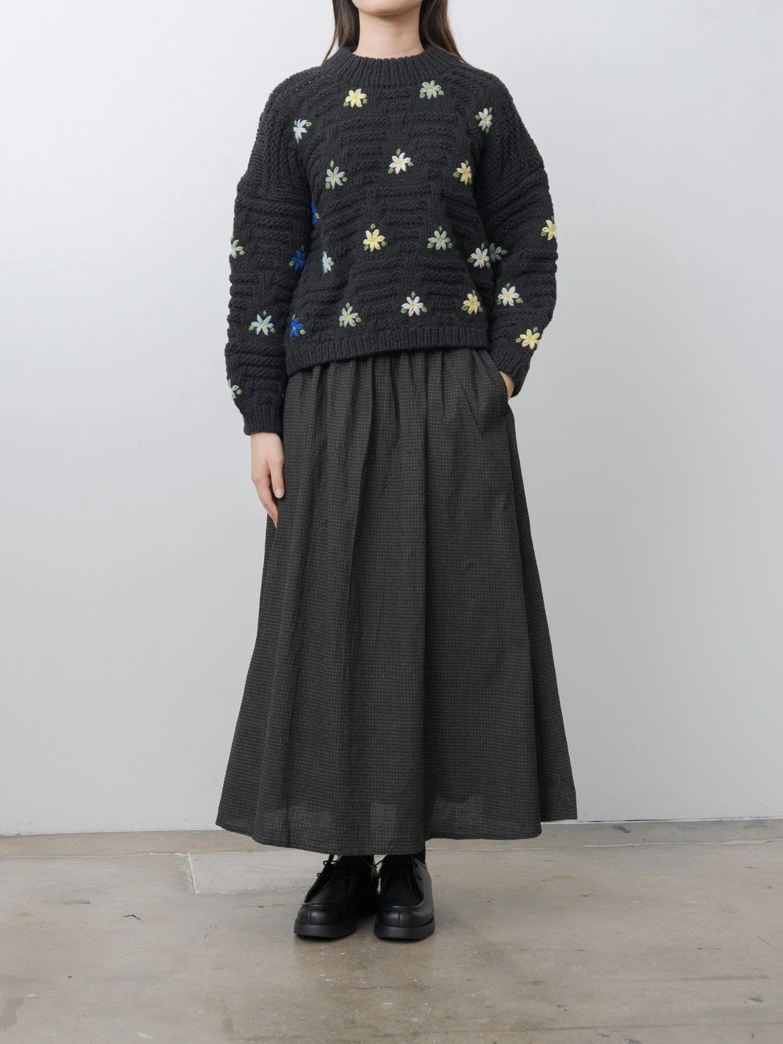 Peru Hand Knit Flower Sweater - Black sold by Namu Shop product image thumbnail 2