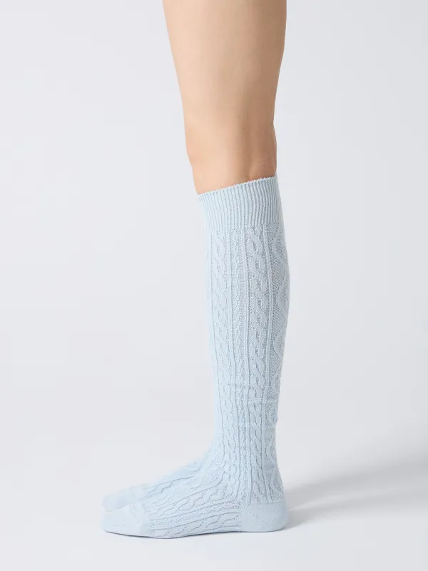 Cashmere Blend Cable Knee High Socks - Charcoal, Red, Light Blue sold by Namu Shop
