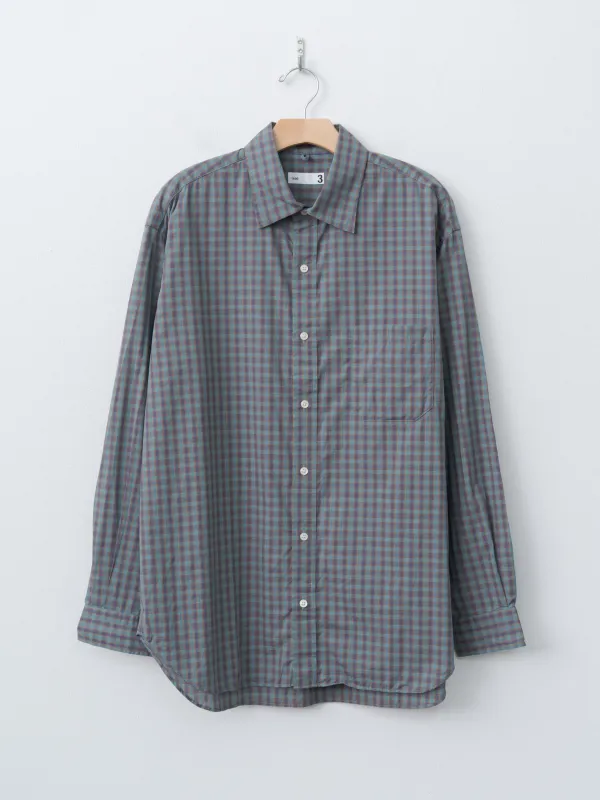 Small Plaid Organic Cotton Cloth Baggy Fit Shirt - Blue sold by Namu Shop
