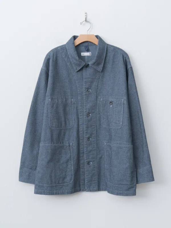 Garment Dye Woolly Finish Herringbone Cloth Coverall Jacket - Blue sold by Namu Shop
