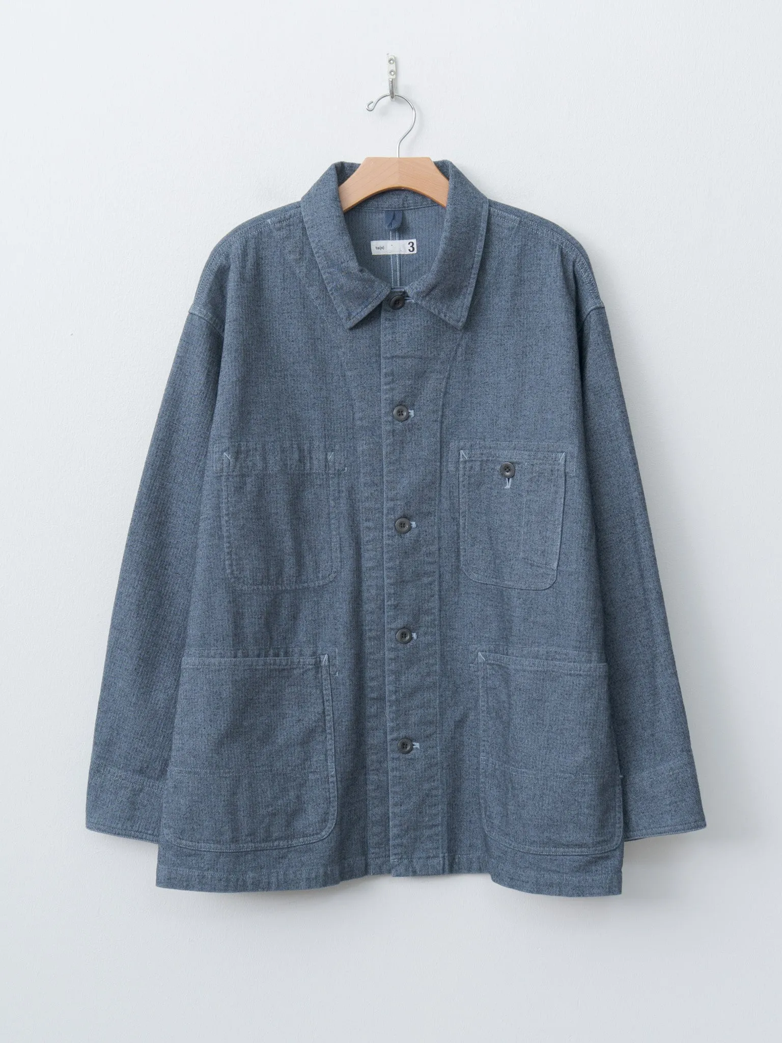 Garment Dye Woolly Finish Herringbone Cloth Coverall Jacket - Blue sold by Namu Shop