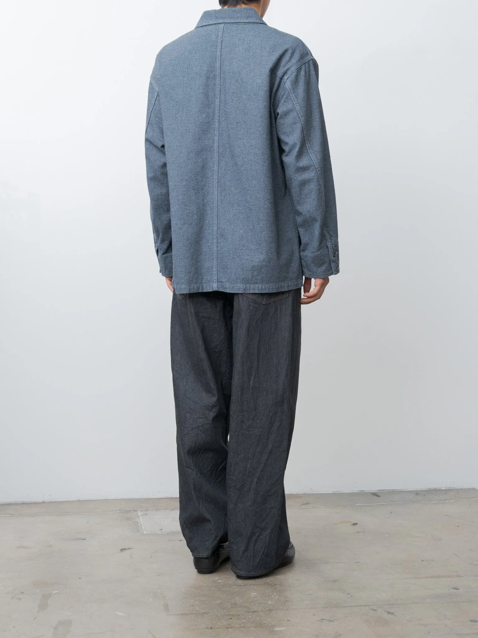 Garment Dye Woolly Finish Herringbone Cloth Coverall Jacket - Blue sold by Namu Shop product image thumbnail 4