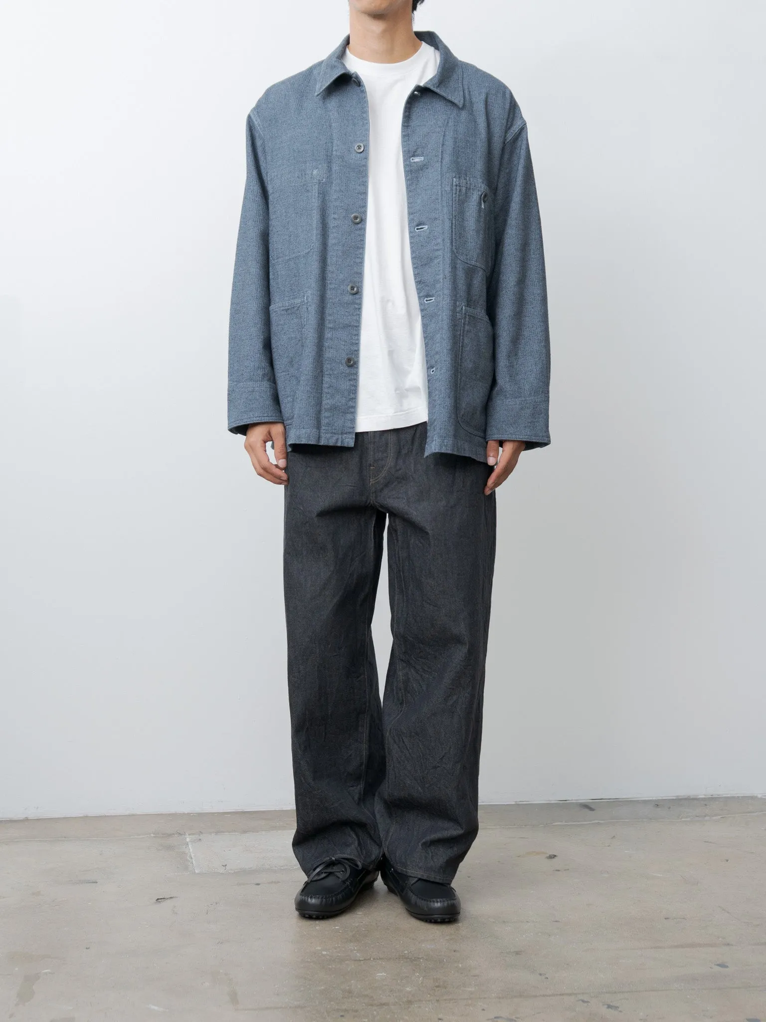 Garment Dye Woolly Finish Herringbone Cloth Coverall Jacket - Blue sold by Namu Shop product image thumbnail 3