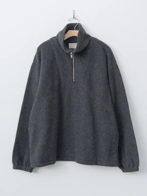 Wool Fleece Half Zip Pullover - Charcoal sold by Namu Shop