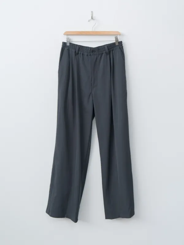 Wool Washer Twill 2pleated Wide-leg Easy Trousers - Navy sold by Namu Shop
