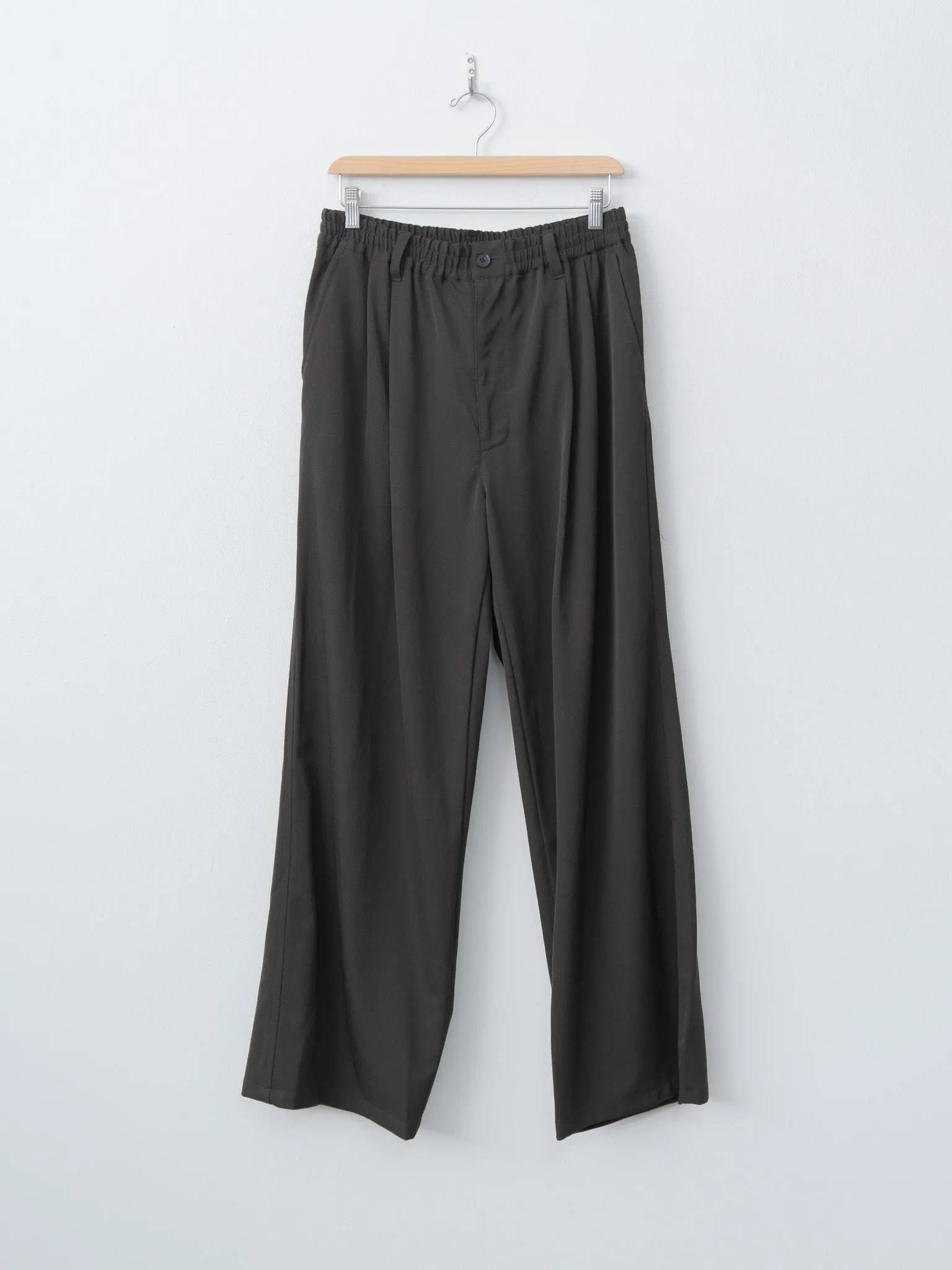 Wool Washer Twill 2pleated Wide-leg Easy Trousers - Brown sold by Namu Shop