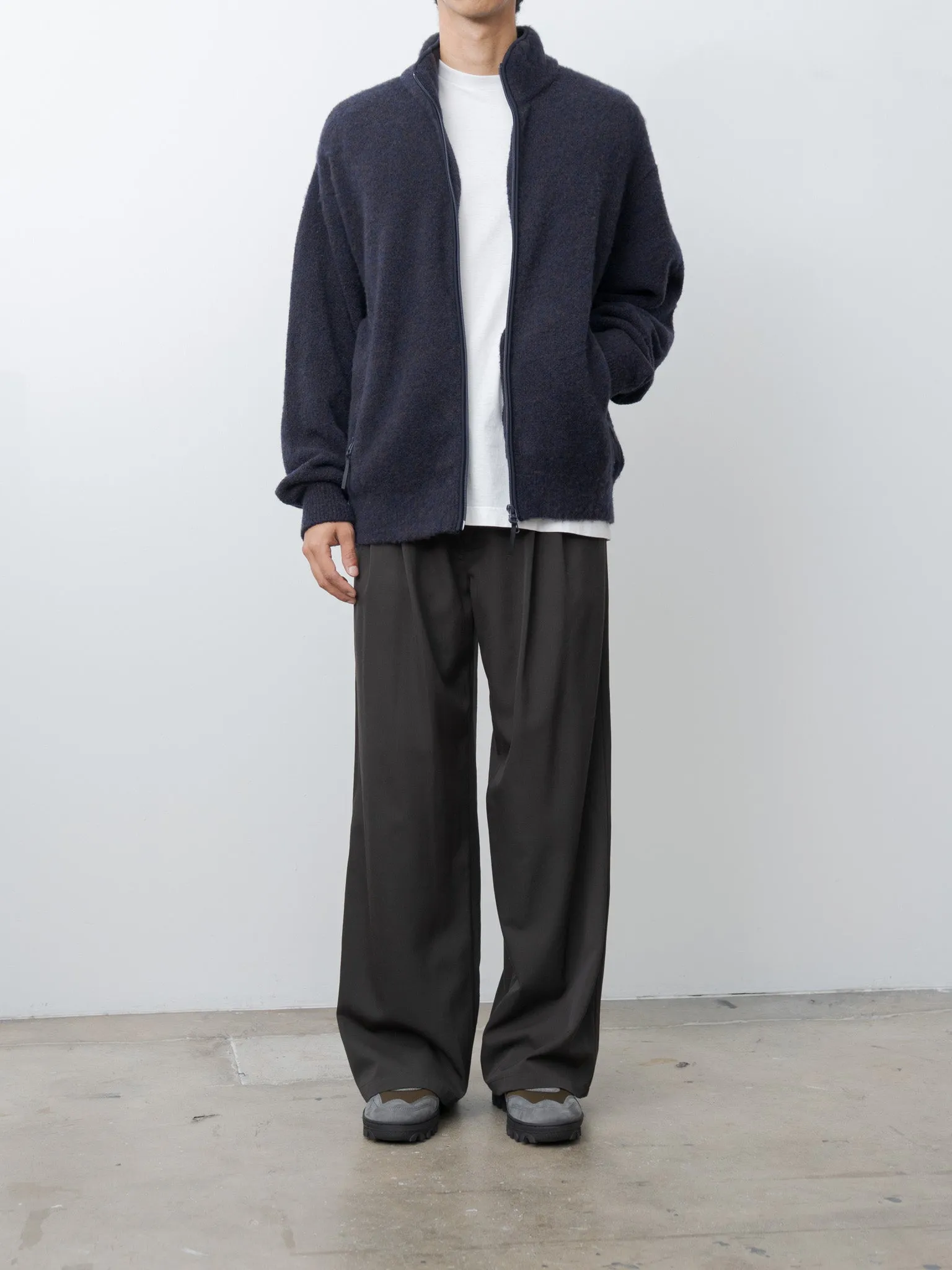 Wool Washer Twill 2pleated Wide-leg Easy Trousers - Brown sold by Namu Shop product image thumbnail 3