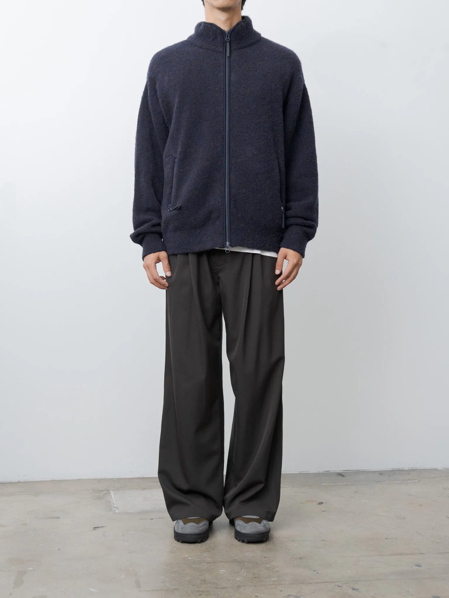 Wool Washer Twill 2pleated Wide-leg Easy Trousers - Brown sold by Namu Shop product image thumbnail 2