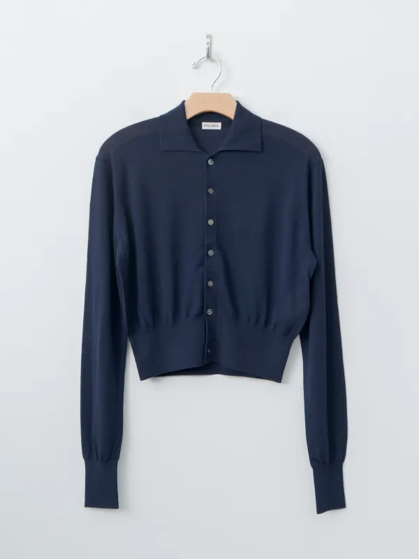 Wool Polo Cardigan - Navy made by Namu Shop