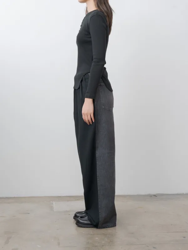 Hybrid Sweat Denim Pants - Black x Black sold by Namu Shop