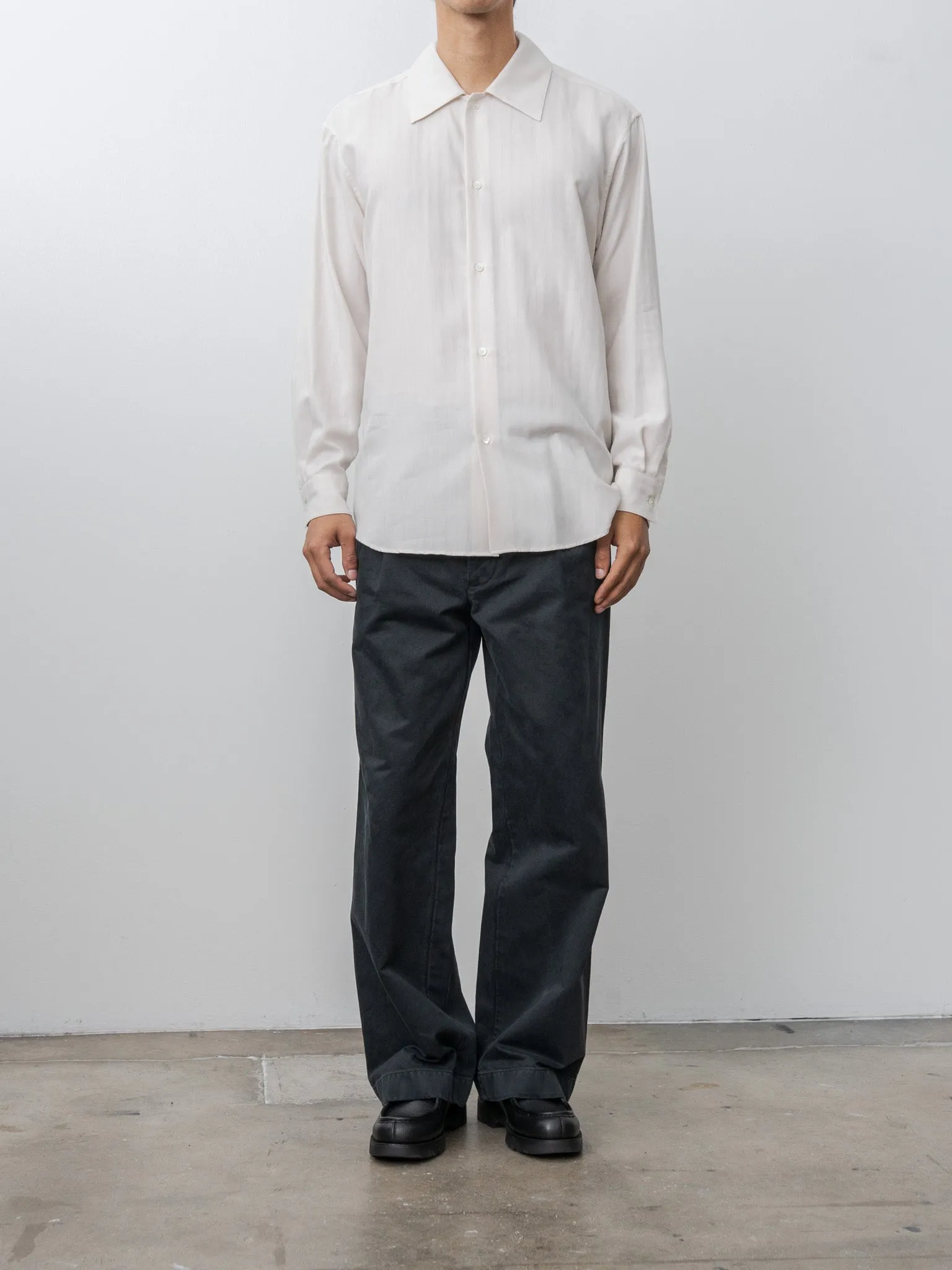 Cotton Cashmere Herringbone Shirt - Ivory White sold by Namu Shop product image thumbnail 2