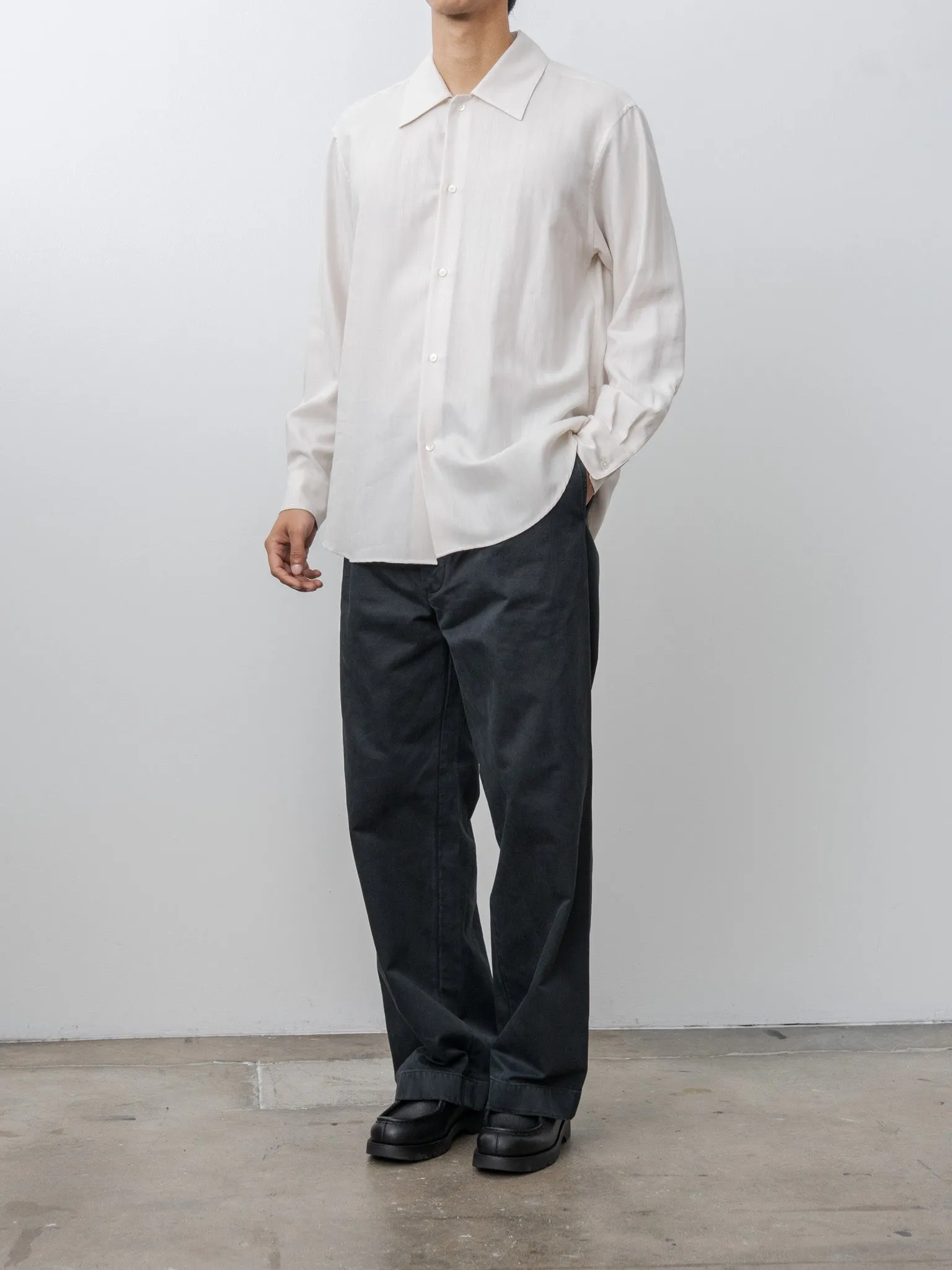 Cotton Cashmere Herringbone Shirt - Ivory White sold by Namu Shop product image thumbnail 3