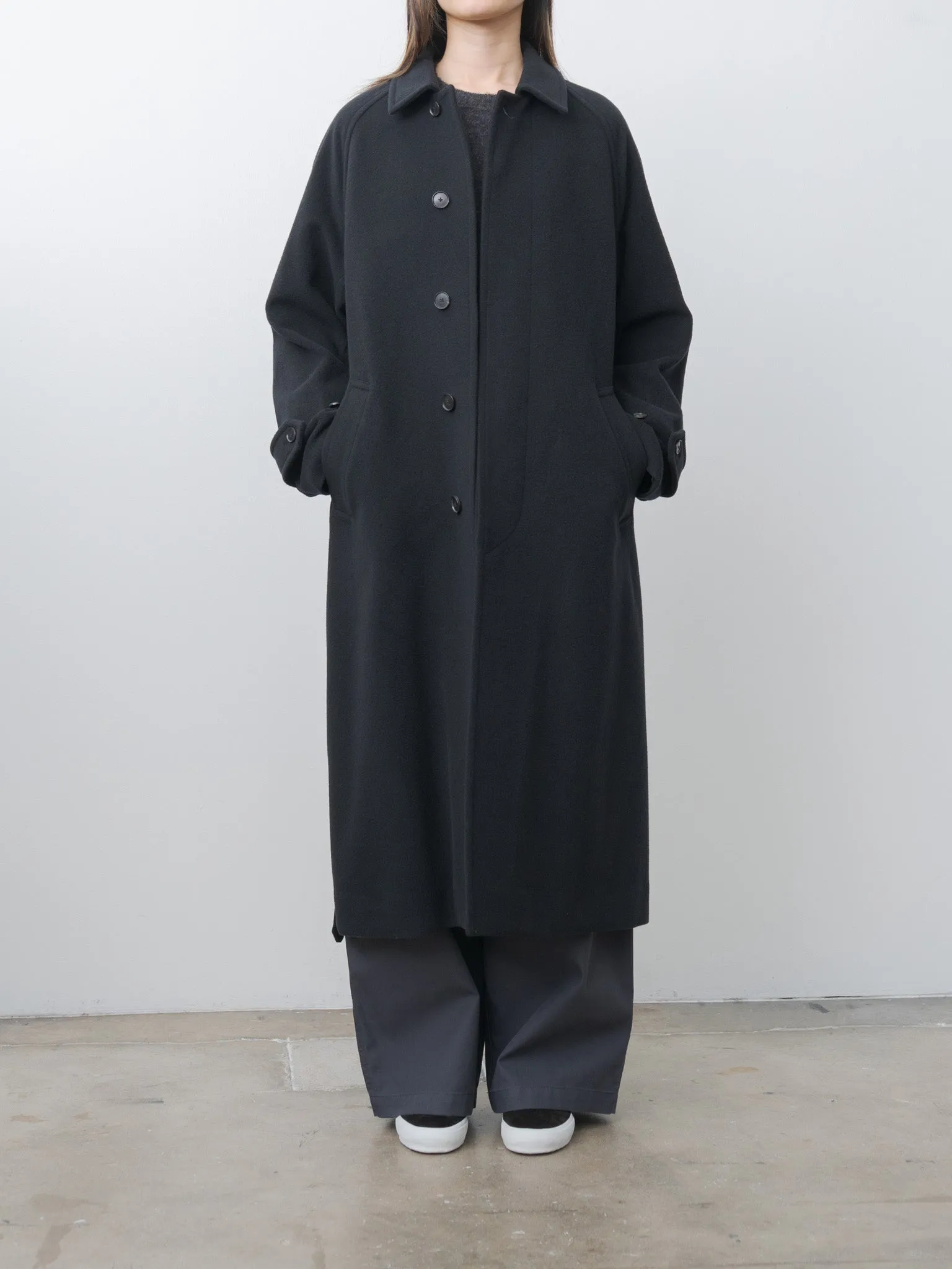 Super Fine Wool Mosser Soutien Collar Coat - Black sold by Namu Shop product image thumbnail 4