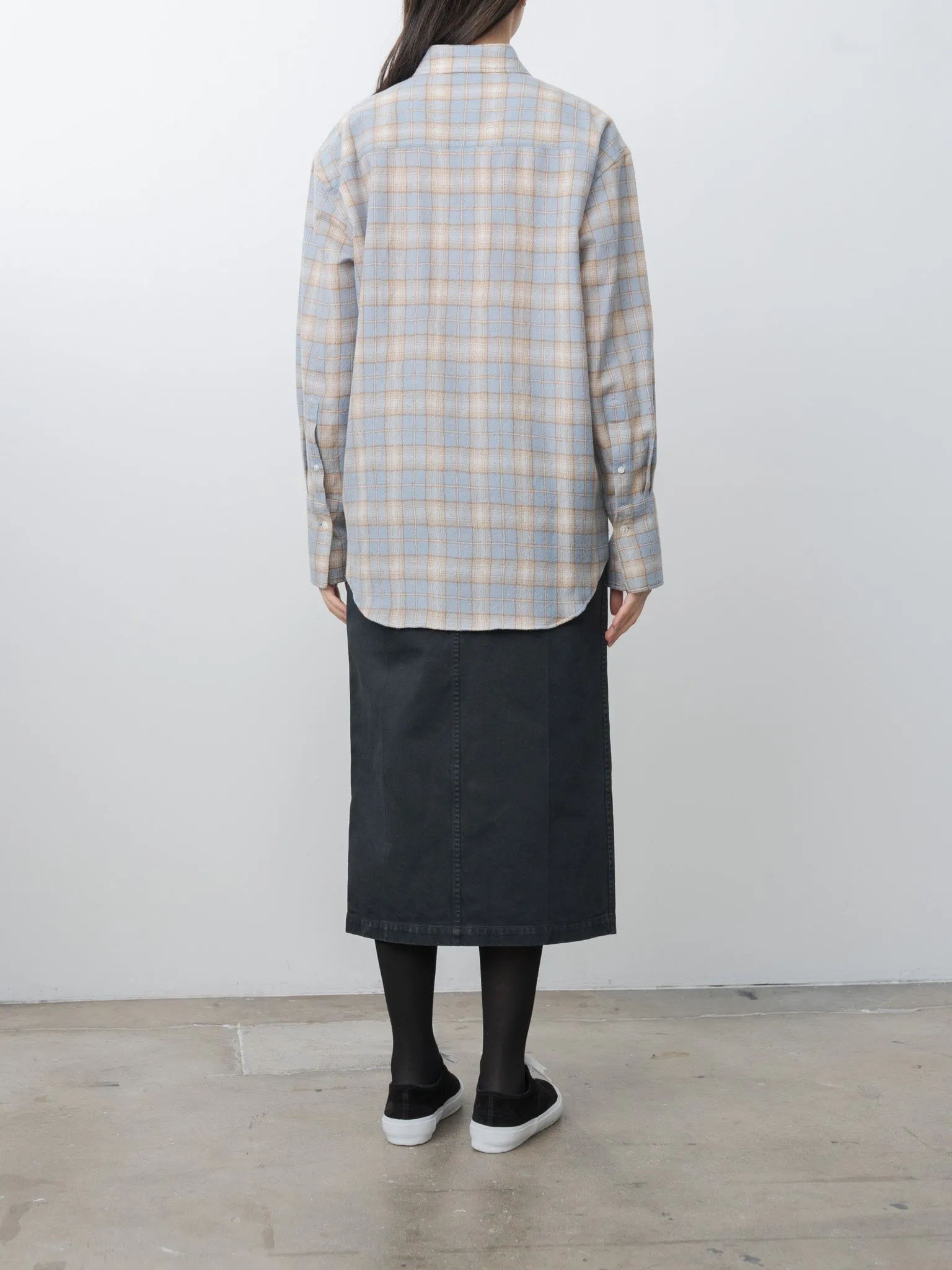 Airy Wool Check Shirt - Light Blue × Beige sold by Namu Shop product image thumbnail 4