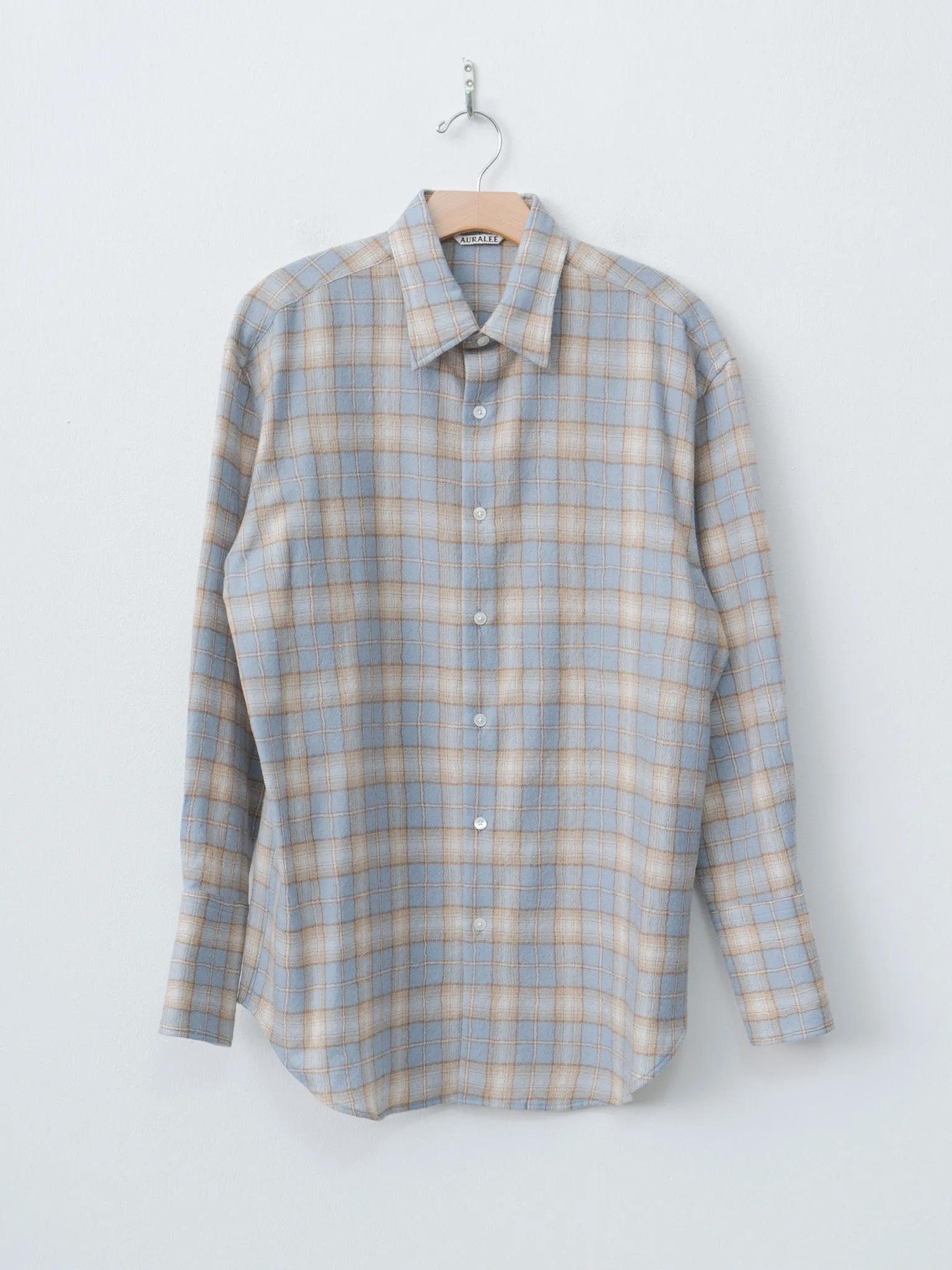 Airy Wool Check Shirt - Light Blue × Beige sold by Namu Shop product image thumbnail 5