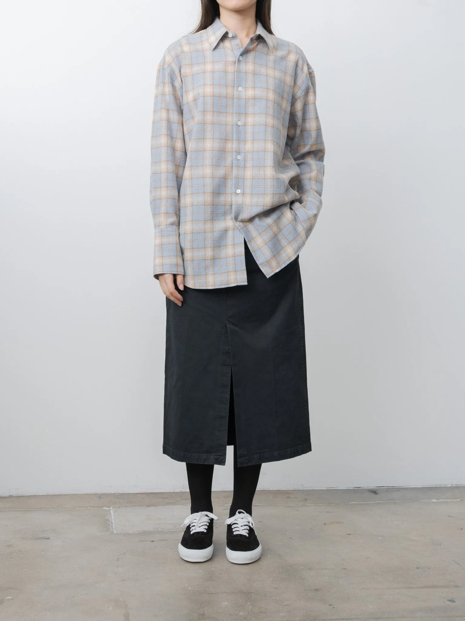 Airy Wool Check Shirt - Light Blue × Beige sold by Namu Shop product image thumbnail 2