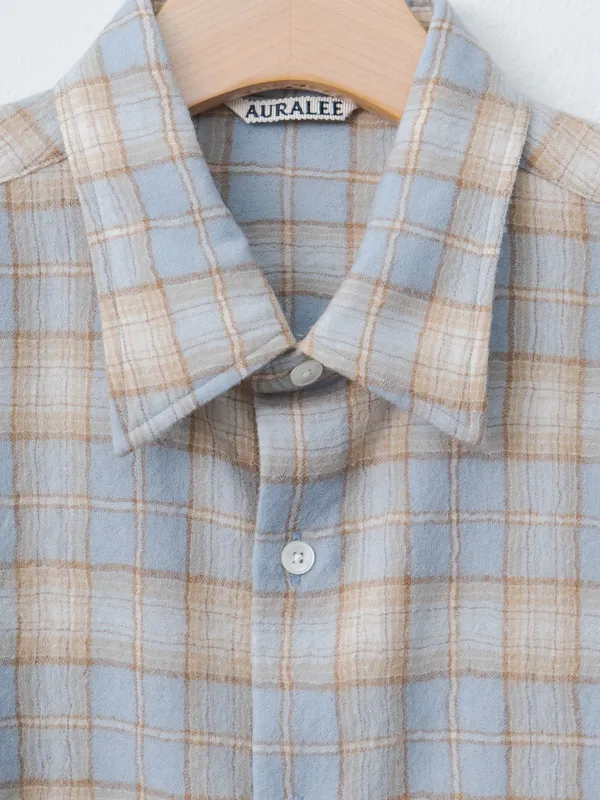 Airy Wool Check Shirt - Light Blue × Beige sold by Namu Shop