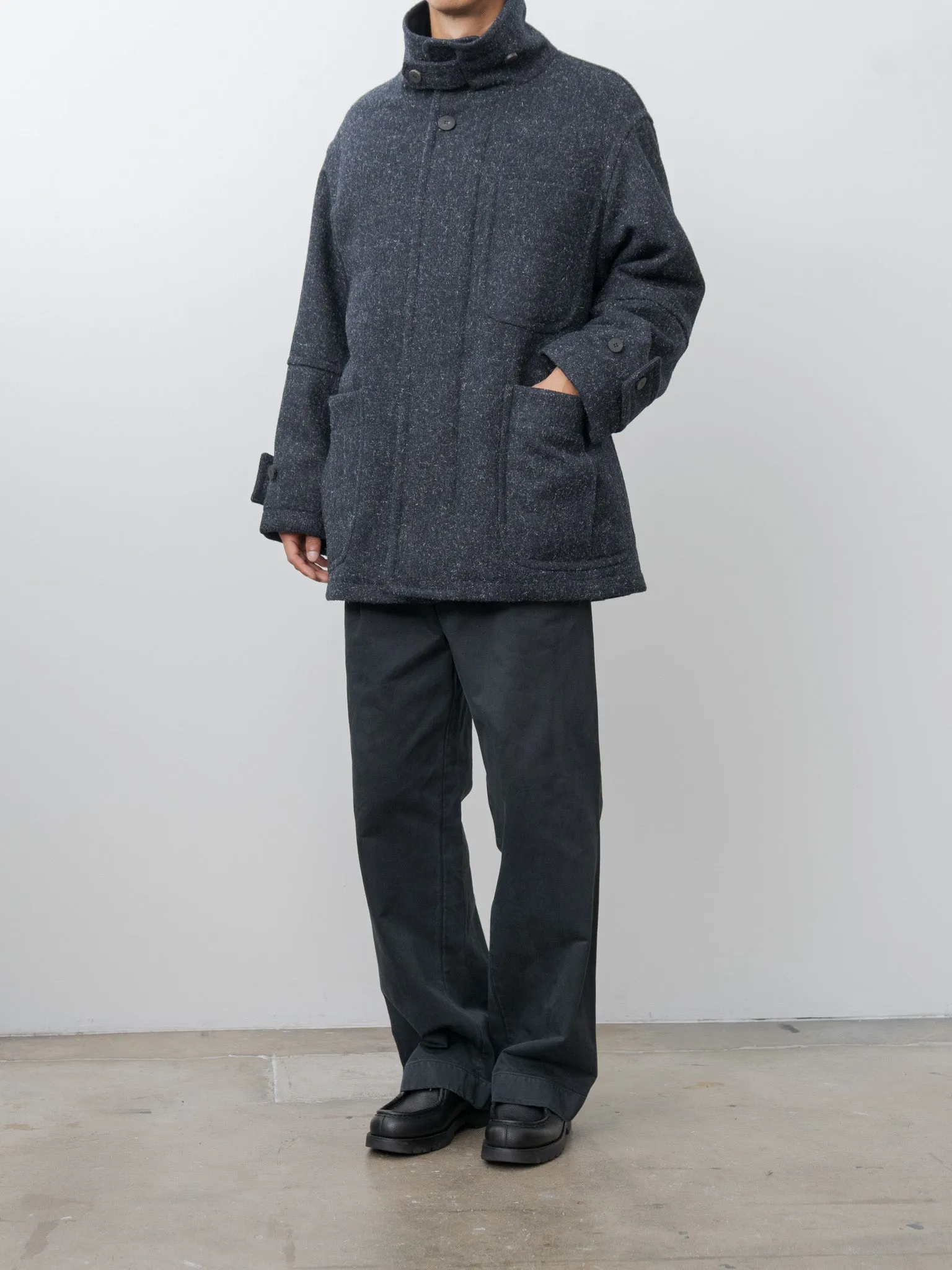 Shearling Trimmed Kemp Melton Half Coat - Navy sold by Namu Shop product image thumbnail 5