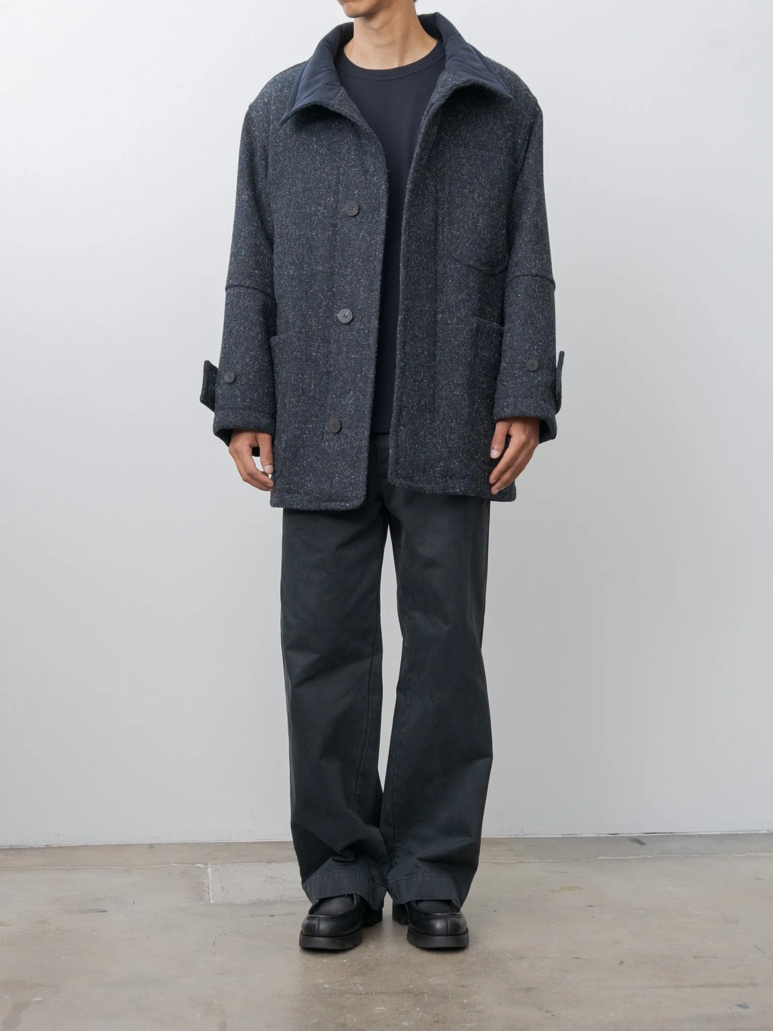 Shearling Trimmed Kemp Melton Half Coat - Navy sold by Namu Shop product image thumbnail 2