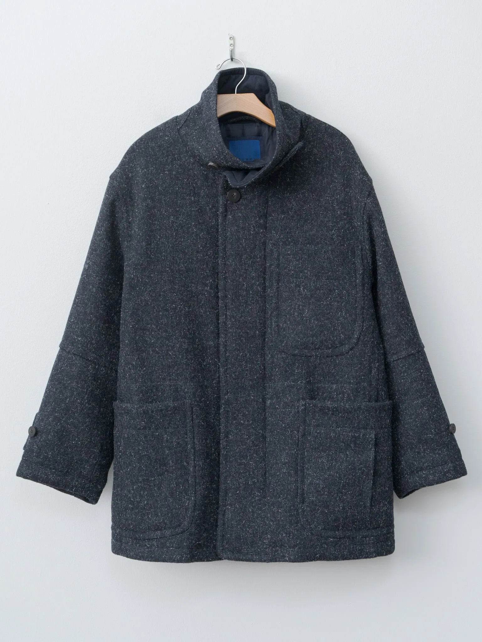 Shearling Trimmed Kemp Melton Half Coat - Navy sold by Namu Shop